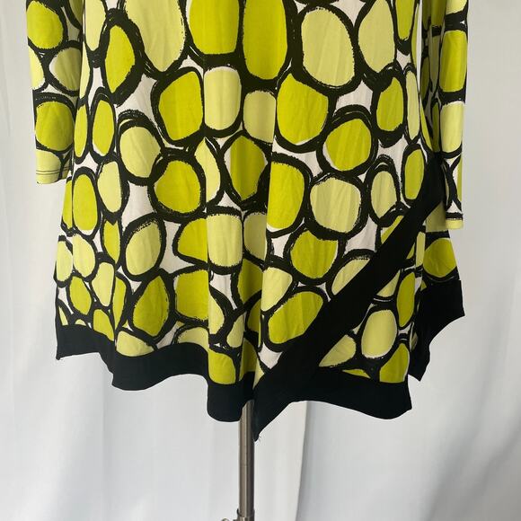 Y2K Top Womens Size Large Lime Green Polka Dot Asymmetrical Dopamine Neon Clown - Picture 3 of 10